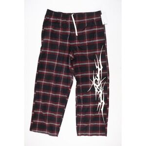 Vitriol Lounge Pants Jagged Plaid Black Red Large Cotton NWT